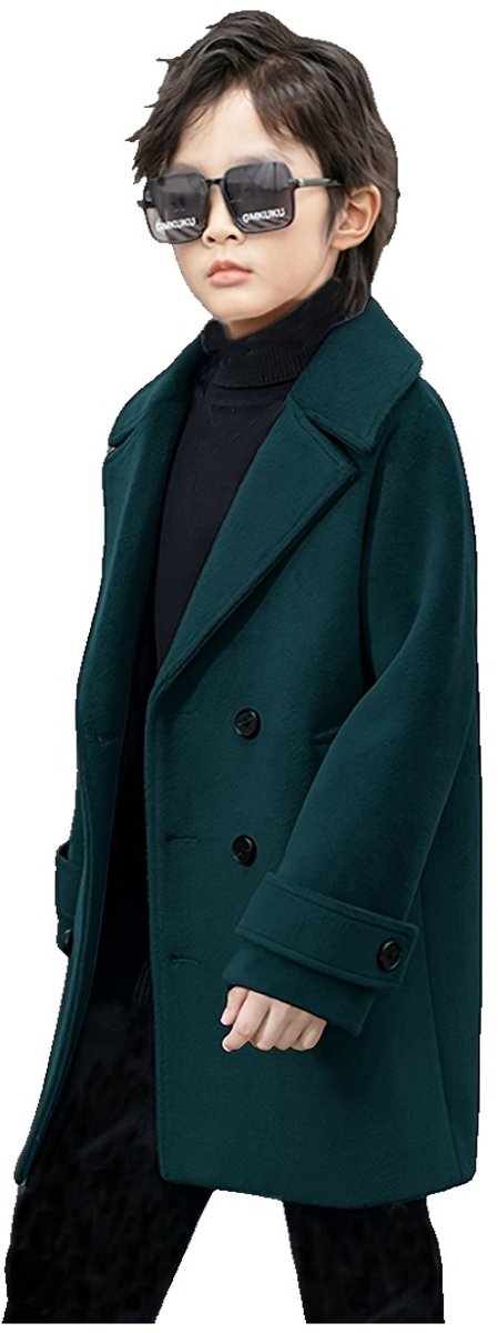 Currero Mantel Jongens Tussenmantel Jongen Winter Jas Mantelpakje Trenchcoat Overjas Overcoat Winterjas 9-10 Jaar Donkergroen