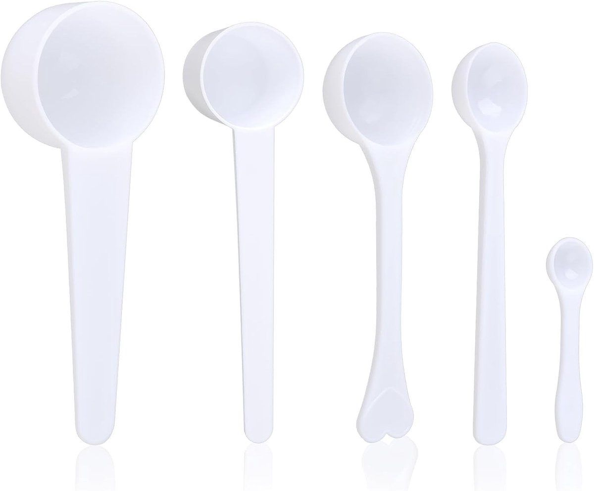 Set van 10 maatlepels met lange handgreep voor nauwkeurig doseren van poeders zoals eiwit, koffie, thee en wasmiddel