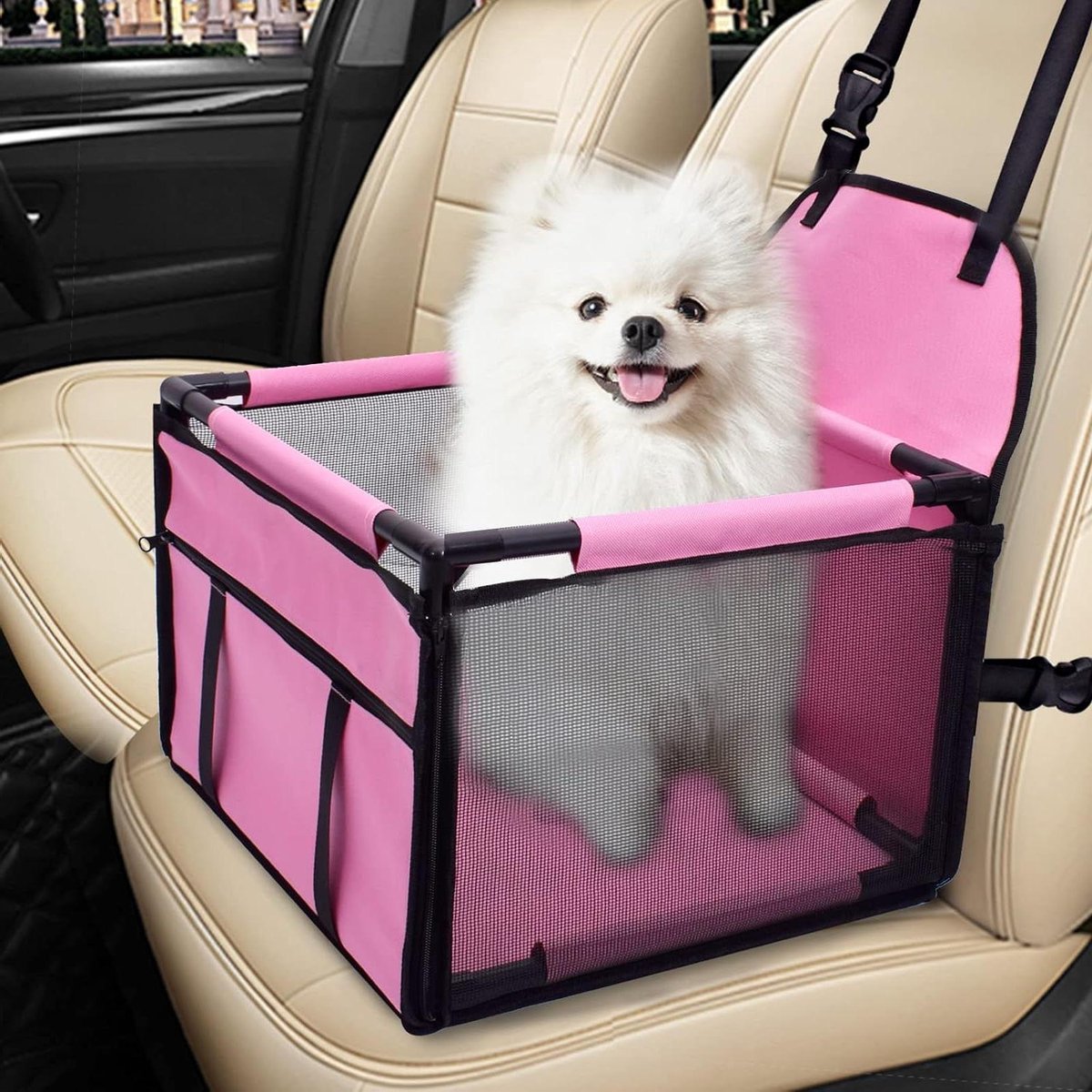 Huisdier Autostoel - Reisstoel Puppy - Veilig Reizen - Stevig PVC Frame - 40 x 32 x 24 cm - Zwart