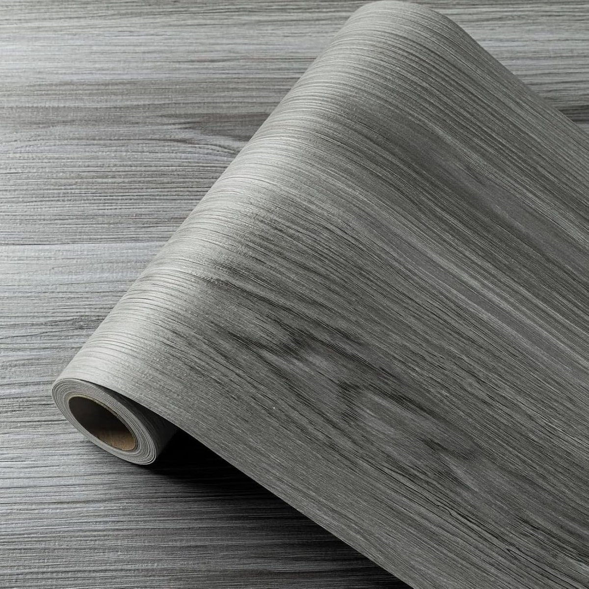 Zelfklevende vinylvloer in houtlook, 40 x 300 cm, waterdicht en slijtvast voor keuken, woonkamer en badkamer (donkergrijs)
