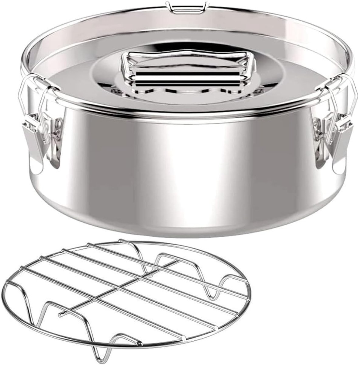 Roestvrijstalen flensvormige 2.3 QT flanmachine met deksel, ideaal voor desserts en koken, 21 x 21 x 9 cm
