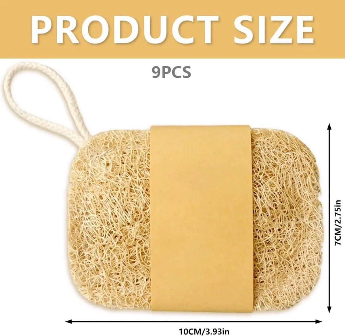 Natuurlijke loofahspons, 7 x 10 cm – Geschikt voor gebruik als zeepbakje/afwasspons in de douche/badkamer/keuken/op het aanrecht.