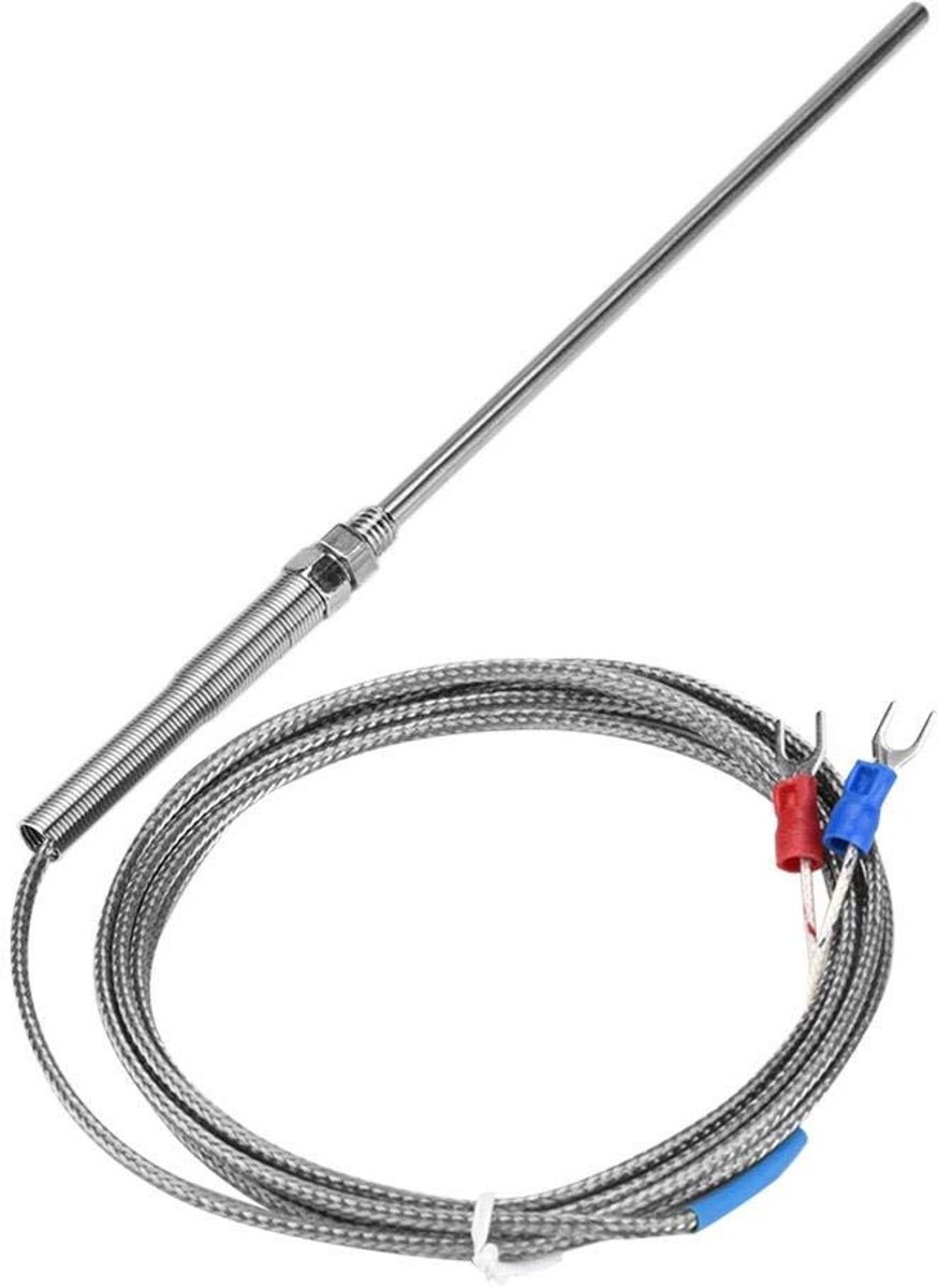 Temperatuursensor Type K voor hoge temperaturen - 2 meter lange thermokoppel sensor voor nauwkeurige metingen