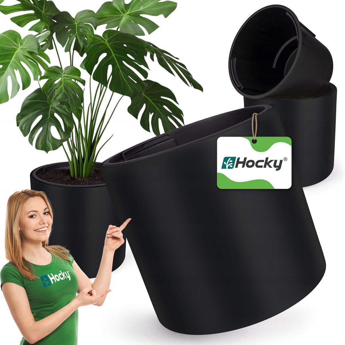 Grote Antraciet Plantenbak 47cm met Inzetstuk - Vorstbestendig