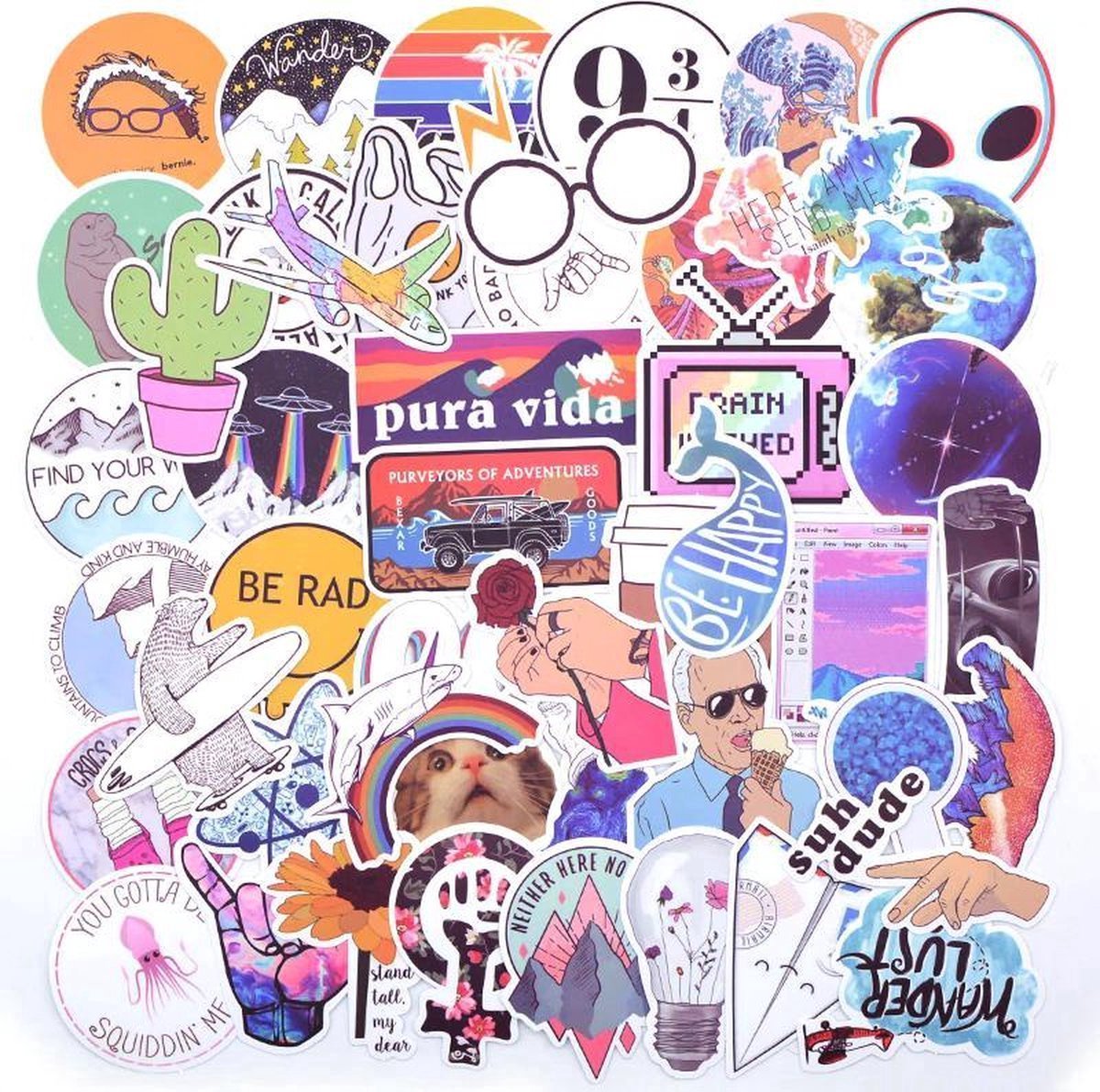 50 Mystery Stickers – Gevarieerde Vinyl Stickermix