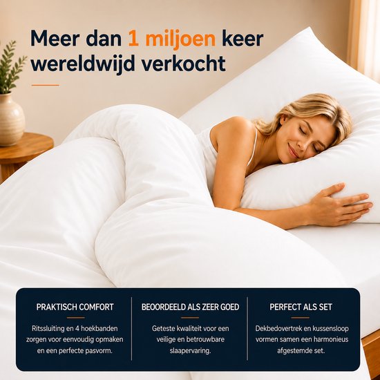 Komfortec Premium Dekbedovertrek 135x200 cm + 2x Kussensloop 60x70 cm - 100% Microvezel - 90 g/m² - 2-Delige Superzachte Beddengoedset - met Rits - Wit — afbeelding 4