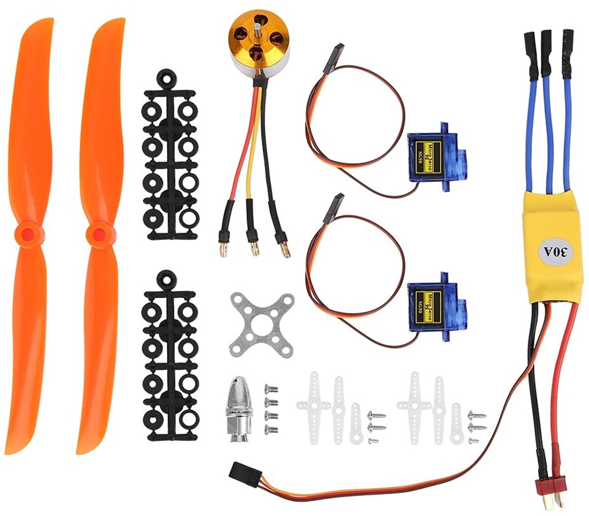 Borstelloze motorkit 1400KV met 30A ESC, SG90 9G Micro Servo en 8060 propeller accessoireset voor RC vliegtuigen en drones