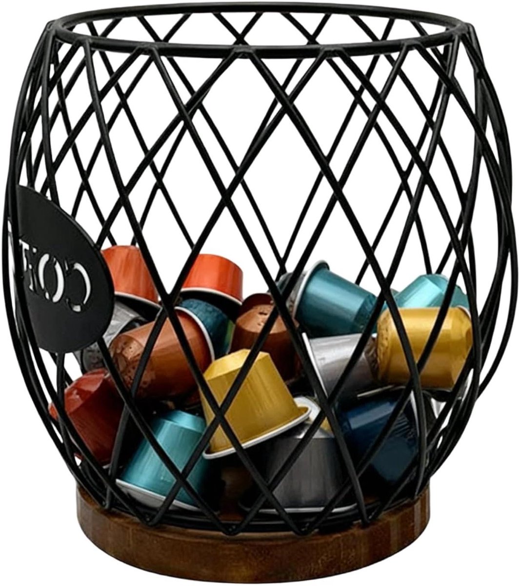 Koffie Opbergmand - Koffiepads Organizer - Keuken Organiseren - Duurzaam Metalen Frame - 16x16x16 cm - Multicolor
