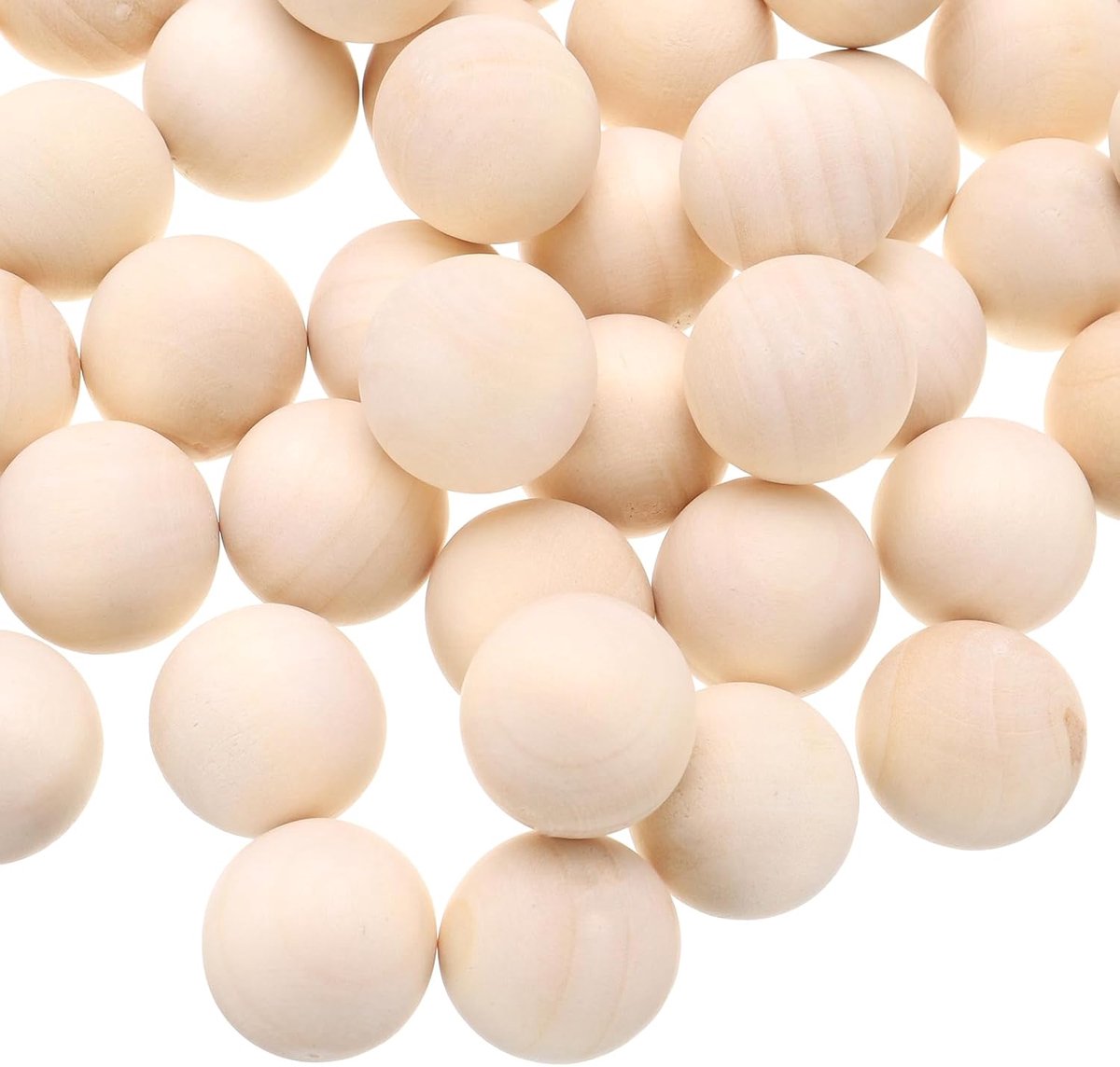 20 stuks ronde houten ballen, 20 mm, mini-ronde ballen om te knutselen, natuurlijke houten ballen voor kunst- en knutselprojecten