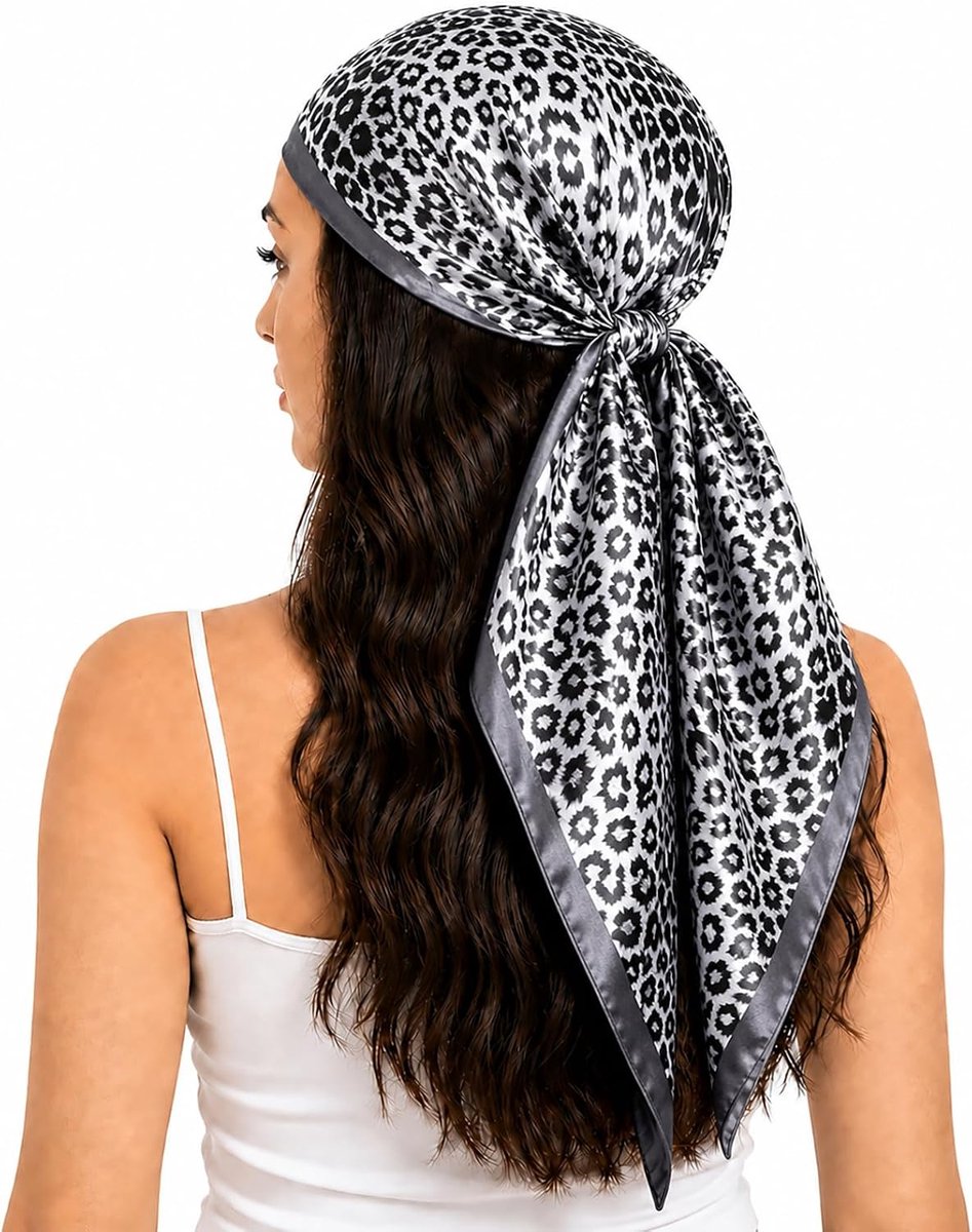 Satijnen sjaal dames jaren 50 zakdoek bandana hoofdbanden halsdoek hoofddoek DA24, Da2424, 35.4x35.4 Inch
