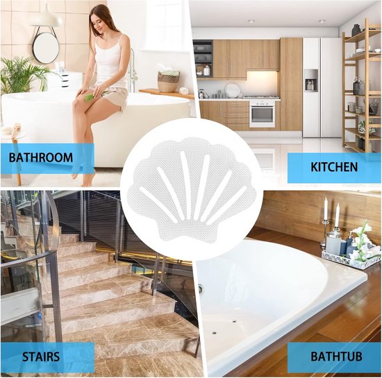 20 stuks antislipstickers voor in de badkuip, mat, shell-vorm, antislip pads, voor douche, transparant, zelfklevende anti-slip stickers, voor trappen, antislip oppervlakken — afbeelding 3