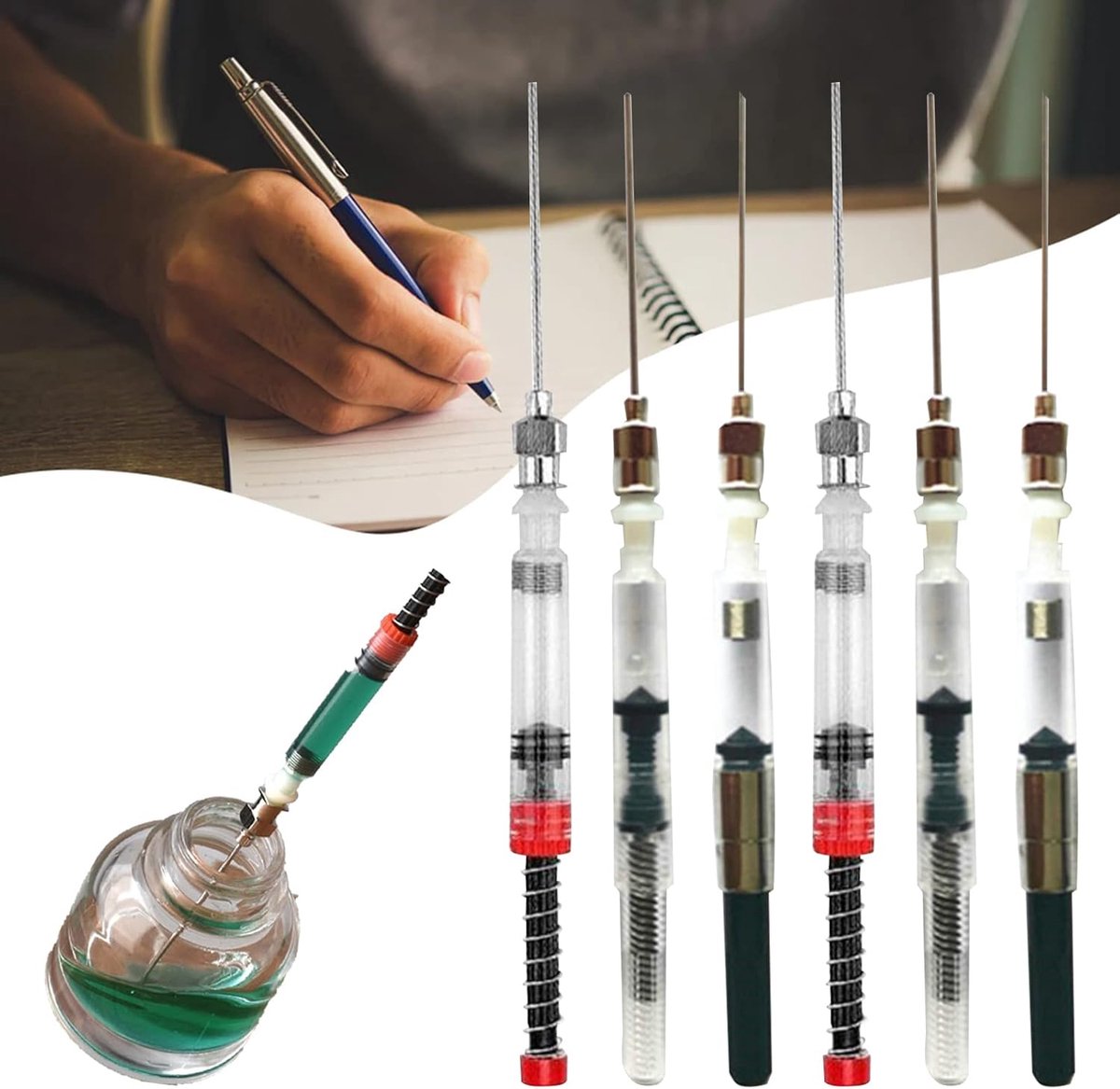 Inktspuit, converter voor vulpen, inktvulspuiten, veerpen, 6 stuks