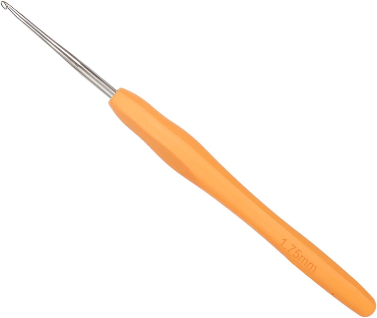 Haaknaald 1,75 mm, 1 stuk metalen spits toelopende haaknaalden voor kant en fijn haken, kleine haaknaald met zachte greep, fijne haaknaalden ergonomische TPR greep haaknaalden 1,75 mm