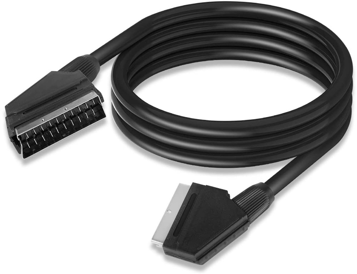 SCART Kabel verzinkt 1,5 m 21-polig, meervoudig afgeschermd, precisiestekker, Full HD