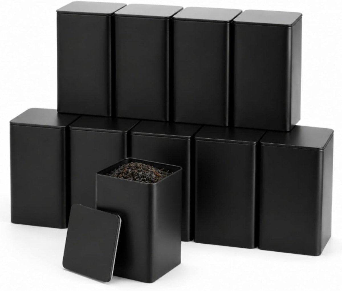 Theedoos Voor Losse Thee - Aromadicht Metalen Blik Voor 140g Earl Grey - 8,5 x 8,5 x 13 cm - Ook Ideaal Als Meel-, Rijst- of Koekjesblik