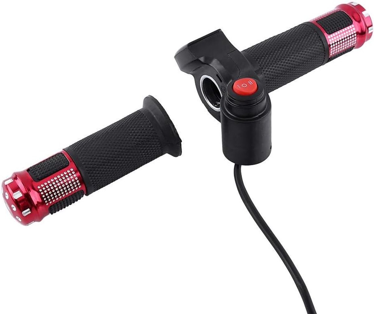acceleratore per bici elettrica Torsione, 12V 24V 36V 48V 60v 72v Scooter elettrico bici Twist Grip Throttle con display LED Maniglia schermo per bici elettrica(Red)