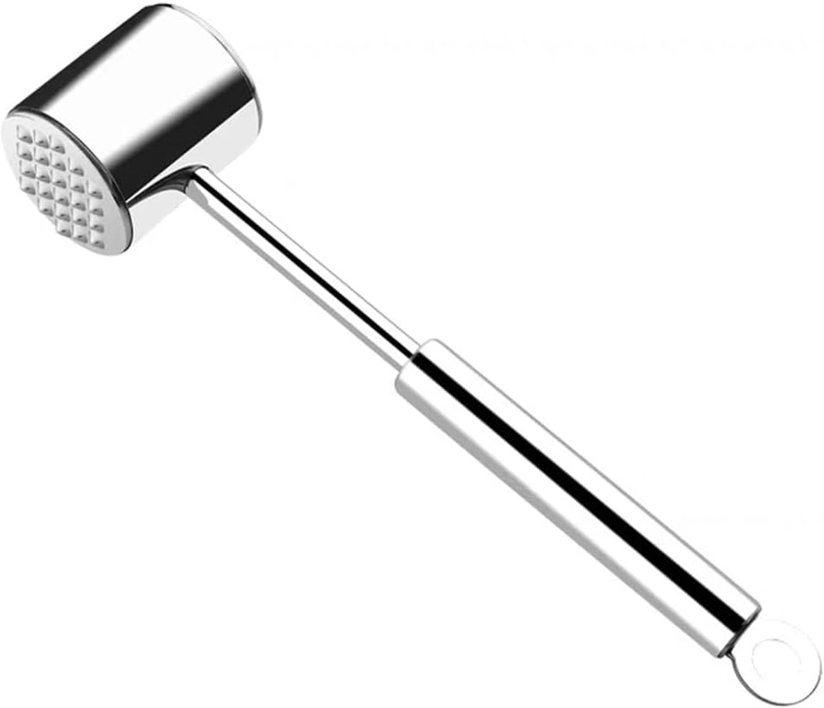Vleeshamer van 304 roestvrij staal, snijdelhamer, 27 cm lang, dubbelzijdig, zilver, vleesplateerder, vaatwasmachinebestendig, meat tenderizer voor schnitzels, steak, rundvlees