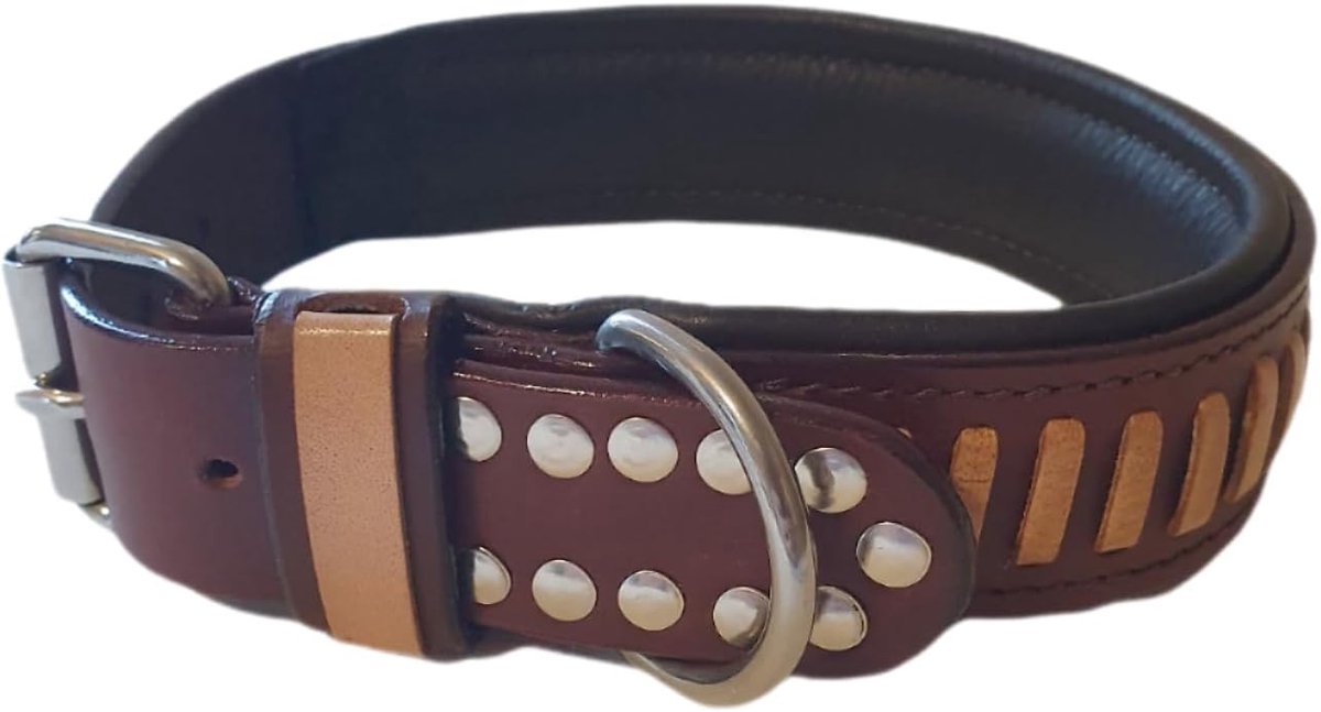 hondenhalsband in western-design, handgemaakt, trendy, robuust, breed (L 35-48 cm)