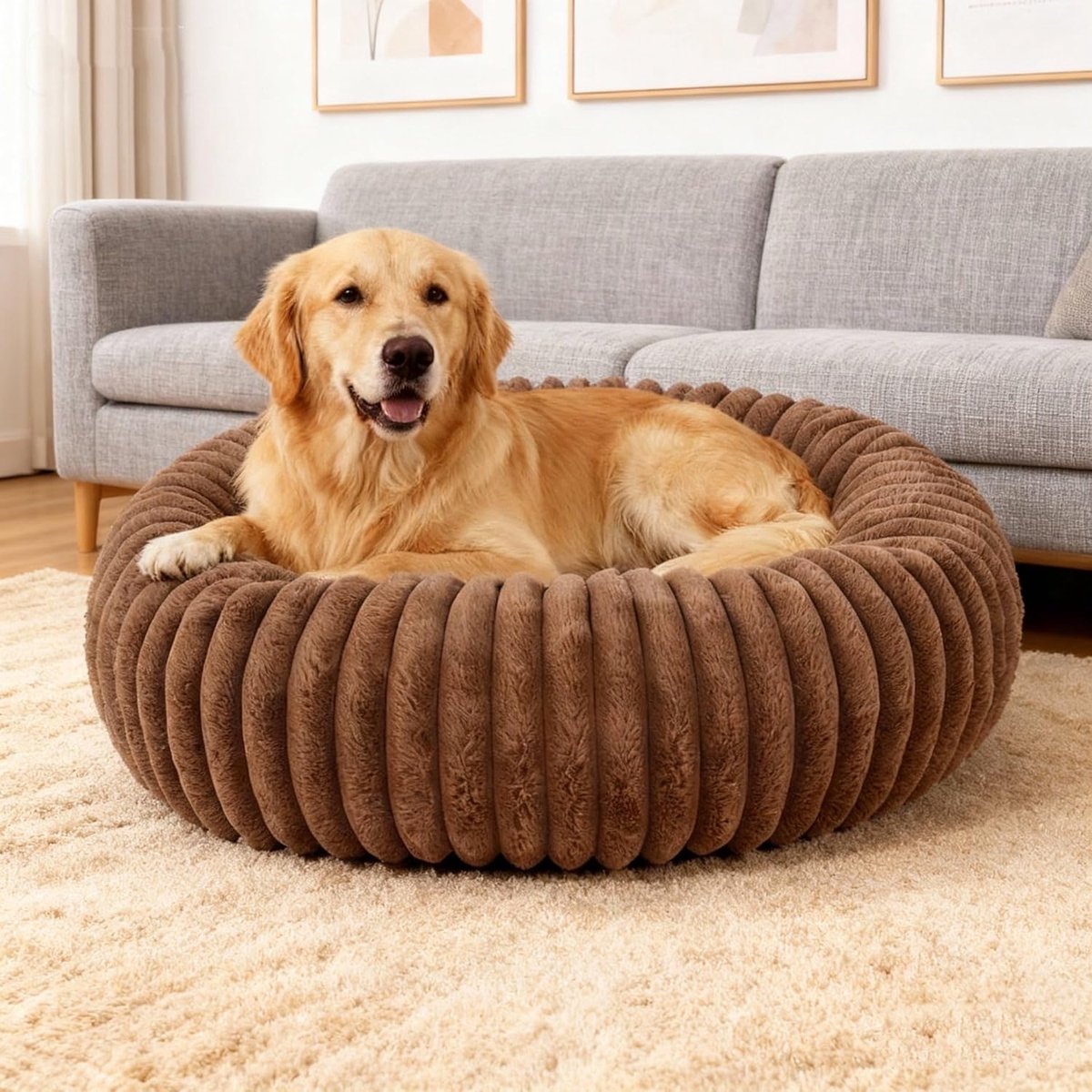 Huisdierbed Fluffy Kattenmand Rond Hondenmand Wasbaar Kattenbed kalmerend Hondenbed Donut Hondenkussen Huisdier Slaapkussen voor Kleine, Middelgrote Honden, Katten en Andere Huisdieren