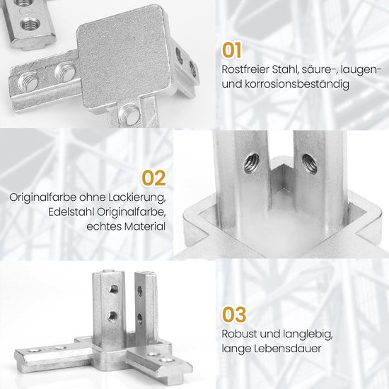 profielconnector, 3-weg hoekverbinder, houder, hoekhouder, 4 stuks, aluminium profiel, hoekconnector 20203030/4040 serie voor 6/8 mm, T-groef-aluminium extrusieprofiel (2020, 6 — afbeelding 3