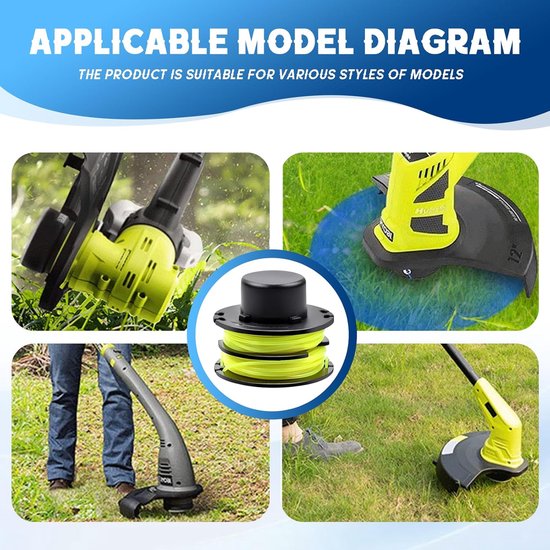 4 stuks grastrimmer draadspoel, compatibel met Ryobi RAC118 RAC119, reservedraadspoel voor Ryobi RLT3025F, RLT3025S, RLT3525S, RLT2523, RLT3525, RLT3123, Ø 1,2 mm lengte 8,4 m (4 spoelen) — afbeelding 5
