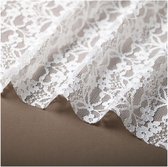 Stof, 150 cm breed, per meter, bloemen, kant, tule, naaistof, borduurstof om te naaien, geborduurde kantstof, doe-het-zelf handwerk, kleding, party, decoratie, wit, 1 yard