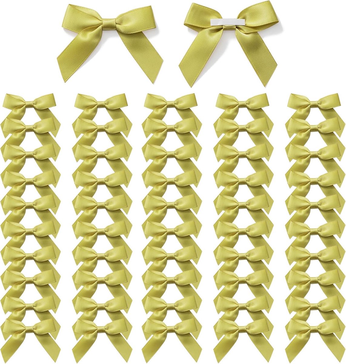 Strikken Decoratieve Cadeaustrikken Zelfklevende Kleine Strik Satijnen Lint Cadeaustrik voor Cadeauverpakking Bruiloft Kerstmis Olijfgoud 50 Stuks