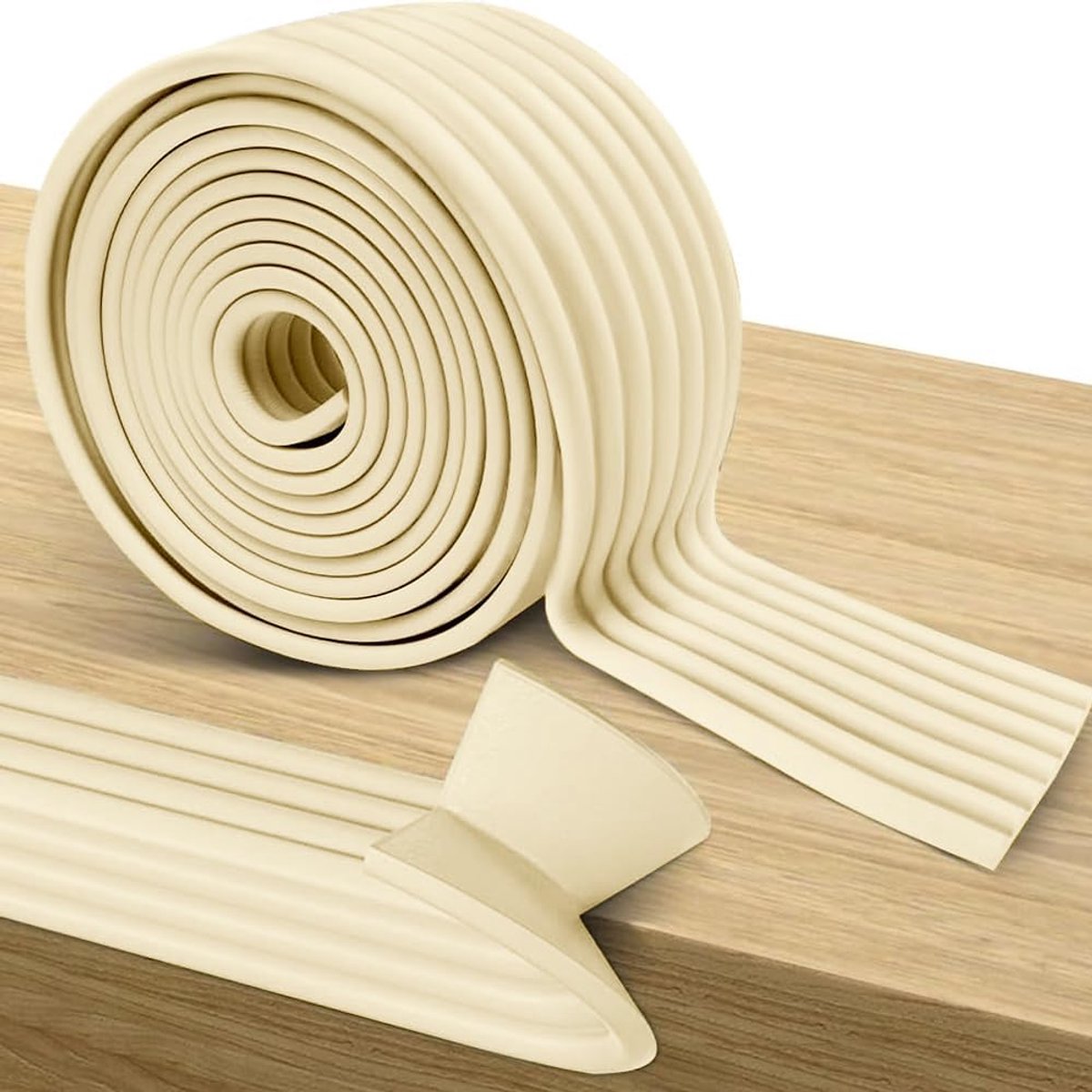 Randbescherming Baby van Schuimrubber, 500cmx80mmx8mm Tafelrandbescherming Flexibele Hoekbescherming voor Tafel,Kast,Bed,Vensterbank,Zelfklevende Dubbelzijdige Foam Tape voor Meubels & Babybed