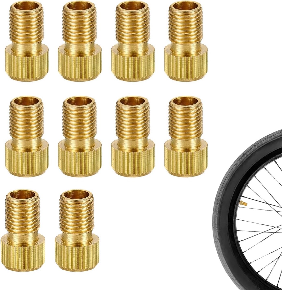 Adapter fietsventiel, 10 stuks ventielconverter, Franse ventieladapter, messing ventieladapter met afdichtring voor fietspomp, staande pomp
