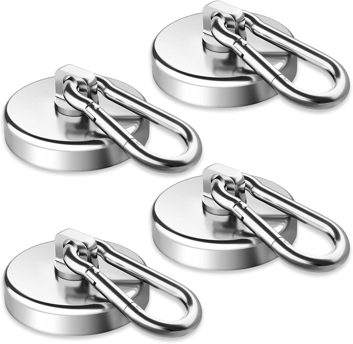 4 stuks magneethaken, extra sterk, 36 mm neodymium magneet met karabijnhaak, 40 kg trekkracht magneethaken, extra sterke neodymium magneet voor keuken, kluisjes, badkamer