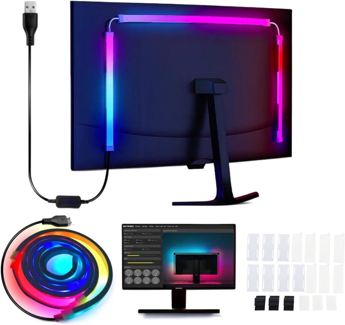 RGB LED Strip Lichtmonitor Backlight Computerweergave Synchronisatie USB Aangedreven Omgevingslichtstrook voor 22-27 Inch Gaming PC-monitor