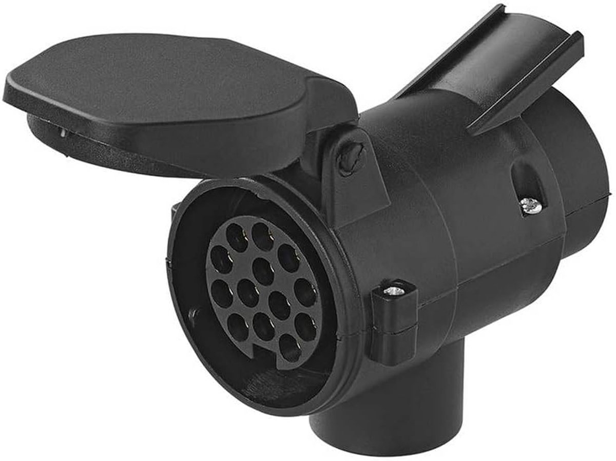 Aanhangeradapter 7-naar 13-polig met constante - korte adapter voor trekhaak - CEE-stekkeradapter voor auto's, caravans en aanhangers