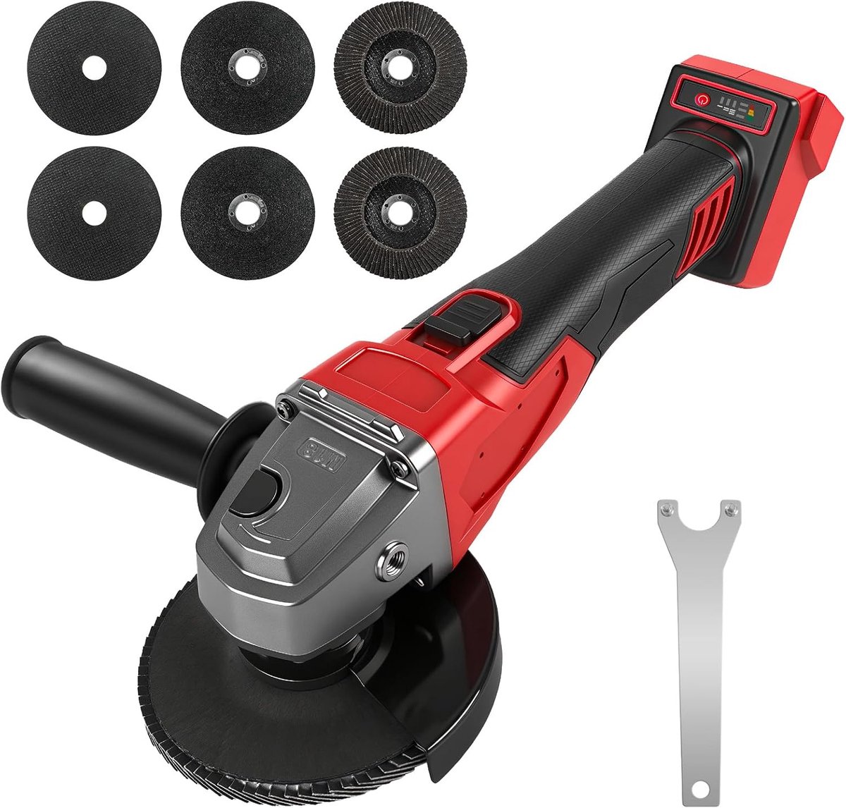 haakse slijper voor Milwaukee 18V, 125mm borstelloos, 3 snelheden, 12000 U/min met 4 M14 tot 5/20.3 cm-11 kernwelle, accu-slijper voor snijden, slijpen en polijsten (zonder accu)