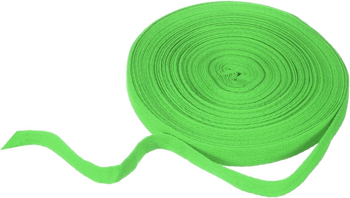 Katoenen visgraatlint 15 mm x 21 m keperbinding biasrol voor doe-het-zelf naaien geschenkverpakking, heldergroen
