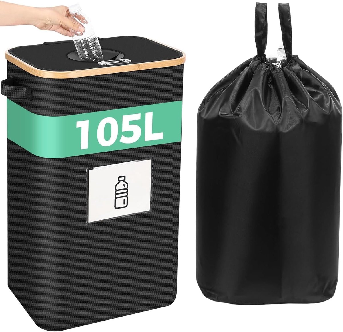 Statiegeldflessen Verzamelbakken, 105L Leeggoedverzamelbak Zwart Statiegeldflessen Container Geschikt voor het Verzamelen van Lege Mineraalwaterflessen, Oudglas, Glazen Flessen, Blikjes