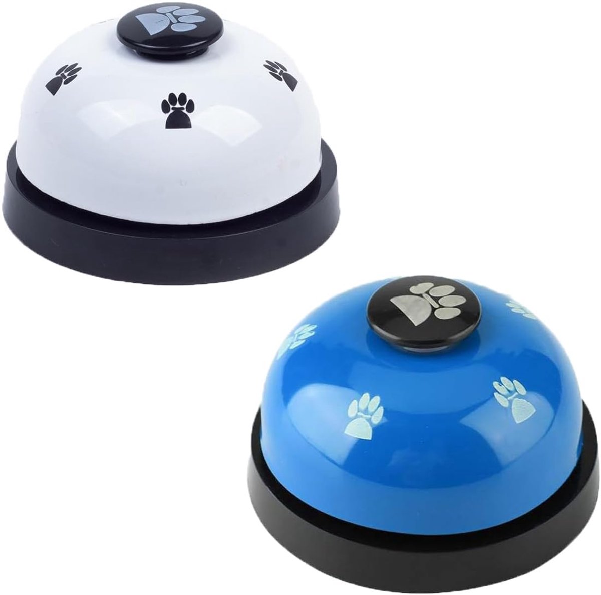 2 stuks hondenbel met knop | Hondendeurbel voor potje-trainingsbel, huisdieren hondenbel met pootafdruk knop voor hond kat (wit en blauw)