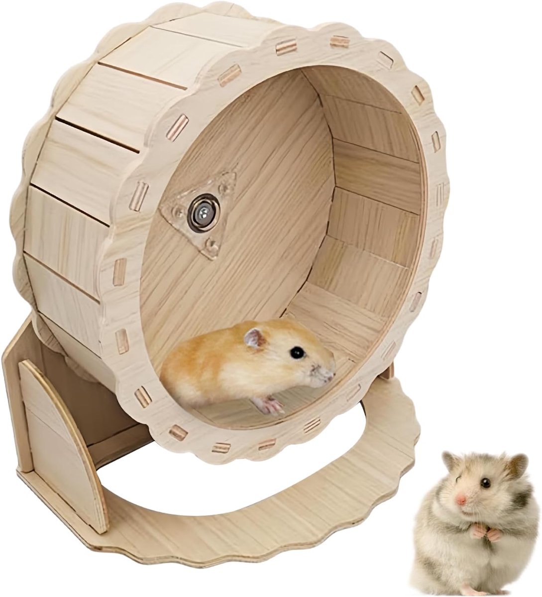 loopwiel 23 cm voor hamsters en kleine huisdieren, stille loopfiets van hout voor dwerghamsters, gerbiljetten en muizen, speelgoed voor kleine dieren