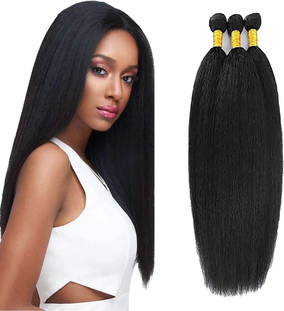 Human Hair Bundles 3 Extension 50g/Per Machine Double Wefts Unprocessed Remy Weave Natural Black Color for Woman 30 32 34 Inch