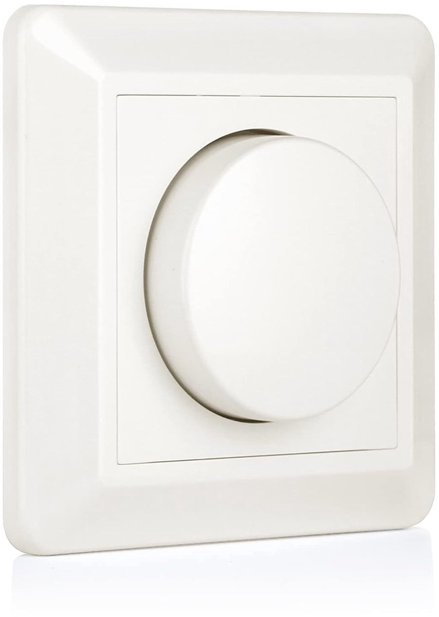 Lichtschakelaar, dimbaar, draaidimmer, 5-200 W, dimschakelaar, led, voor halogeenlamp/gloeilamp, HV-lamp, wit