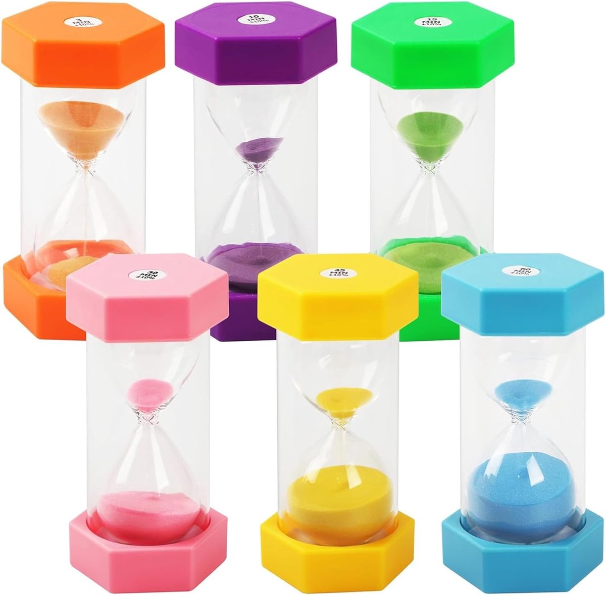 zandloperset, 1/3/5/10/15/30 minuten, eierklokset, zandtimer, voor kinderschool, tandenpoetsen, kinderopvang, kantoor, huisdecoratie, spel, rekwisieten