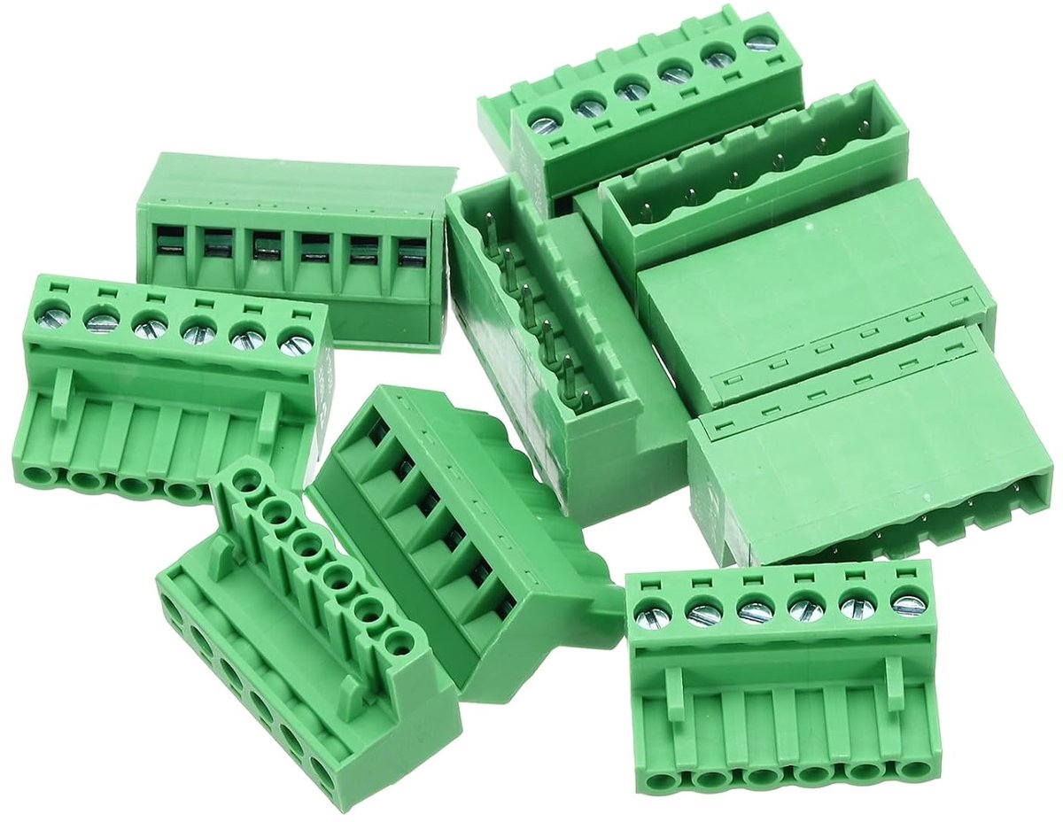 5 stuks PCB-klemlijst, 5,08 mm 6-polig, 300 V, 10 A, PCB montageklemlijsten, stekkers en stopcontacten, kits