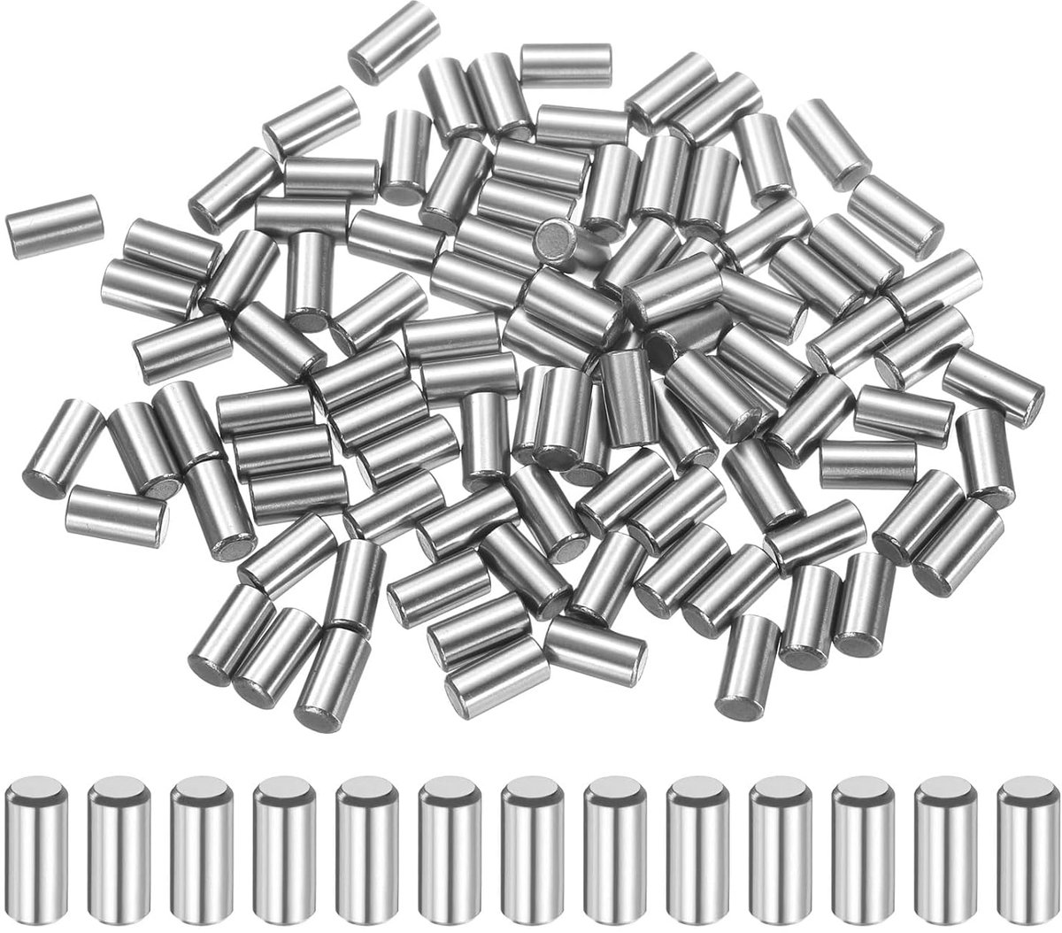 100 stuks cilinderstiften, roestvrij, 4 x 8 mm spanpen, paspoorstift, zilverkleurig, metalen stiften, metalen stiften, plugpennen, bouten, metaal voor doe-het-zelf, meubels, knutselprojecten