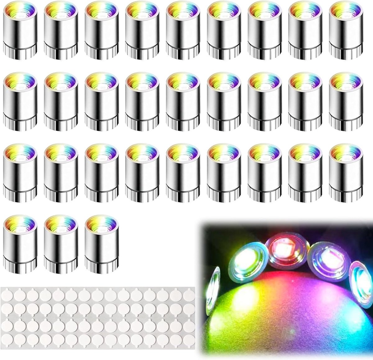 30 stuks mini LED-lichten voor poppenhuisverlichting, kleurrijke kleine LED-lichten met batterij en kleefpunten, poppenhuislicht minilichten miniatuurlamp voor miniatuurmodellen, ballon, DIY-decoratie