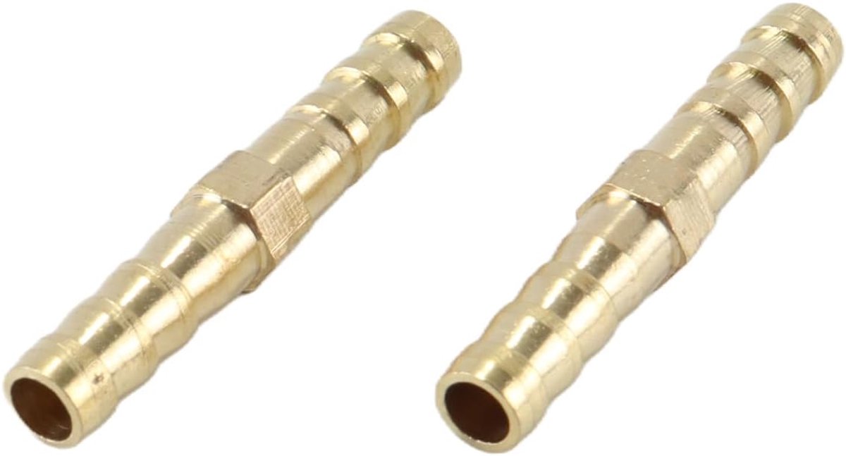 2 stuks slangconnector 6 mm messing slangverbinding rechte 2-weg pijpconnector koppeling met prikkeldraad