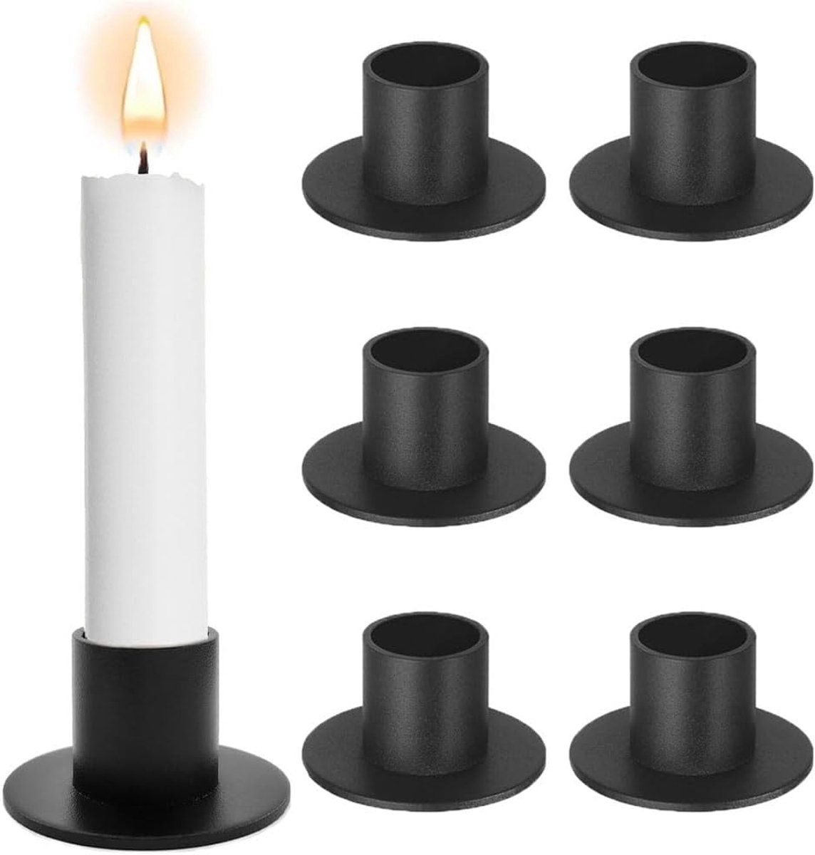 6 stuks zwarte kandelaars, vintage ijzeren kandelaars, kegelkaarsenhouder, theelichthouder, metaal, kaarsenhouder voor bruiloft, Kerstmis, feest, eettafel, mantel, decoratie