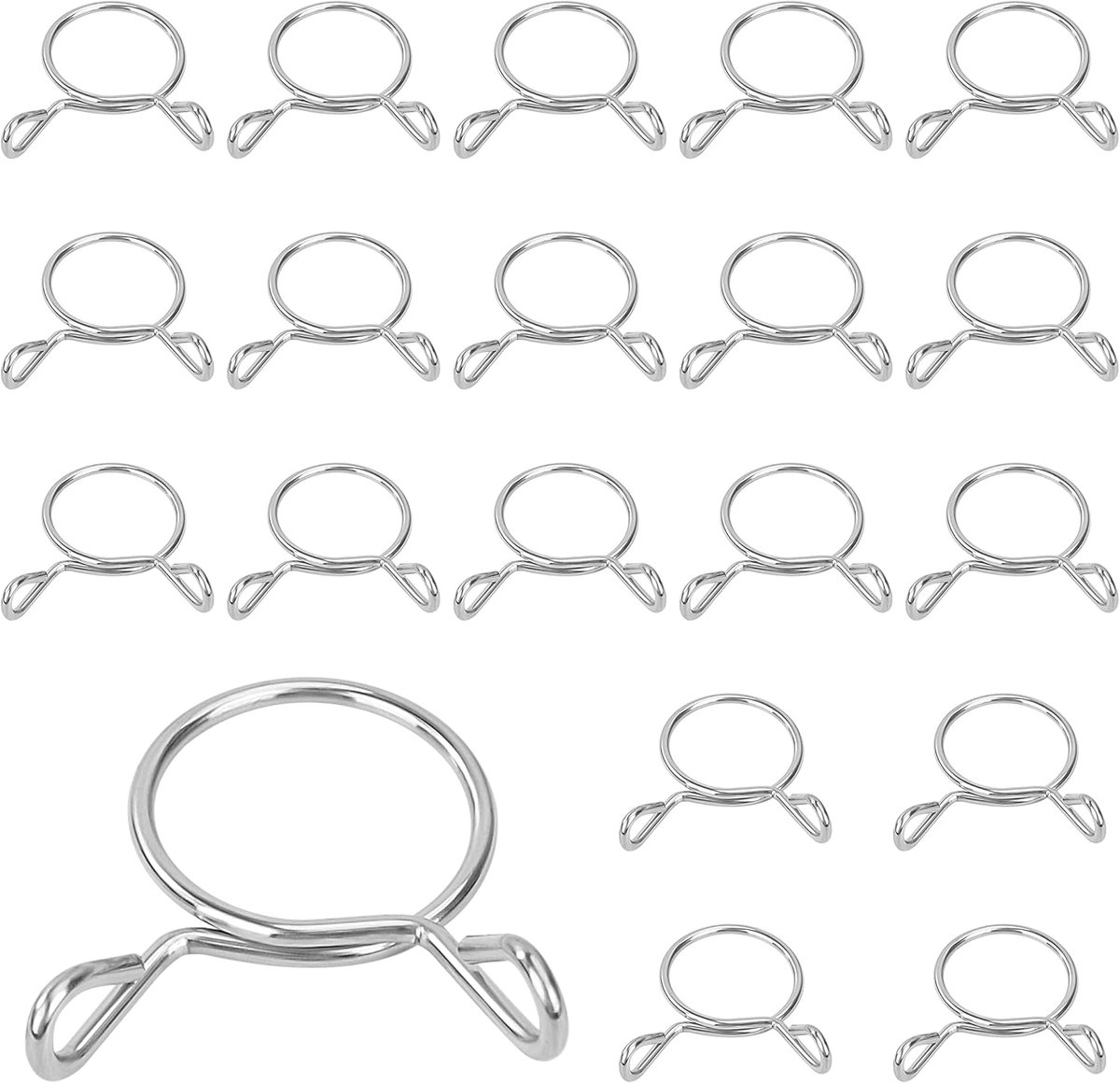 dubbele draad, veerslangklem, 16 mm, 304 roestvrijstalen brandstofleiding, bevestigingsklemmen voor auto, motorfiets, 20 stuks