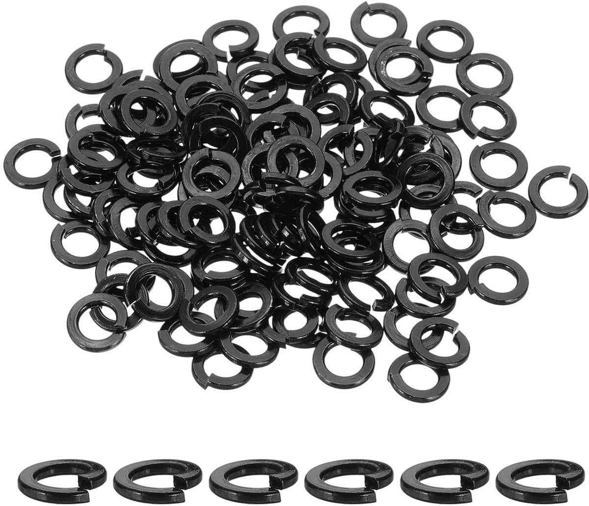 Veerringen, 120 stuks, veerringen, roestvrij staal, 304, sluitringen, V2A, splitring, borgring, inspoelen, vierkante schijf, afdichtring voor bouten/schroeven, zwart, 120 stuks
