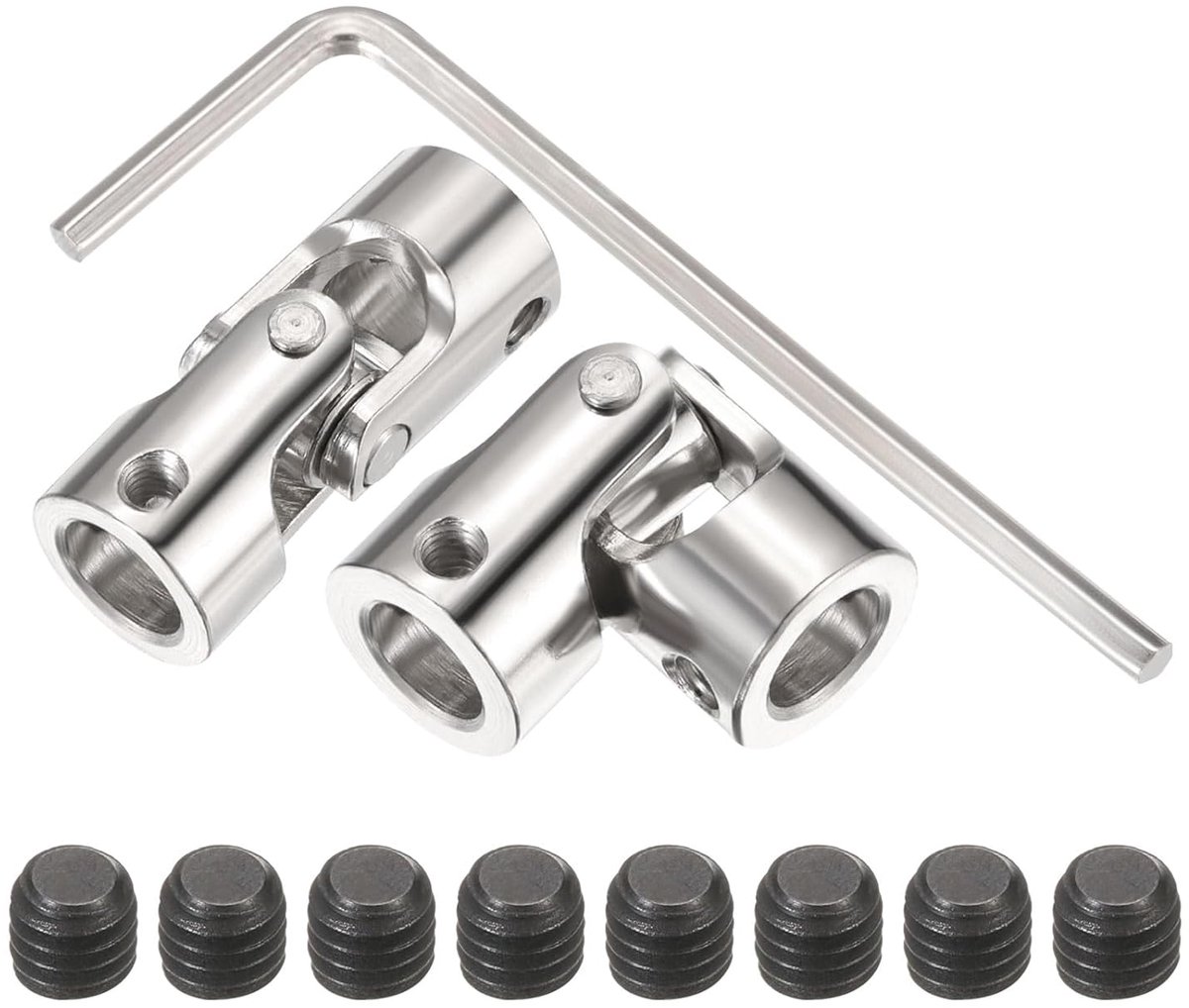 2 stuks 8 mm tot 8 mm ID-stuurgewricht, universele askoppeling, L35XD14 metaal, 45° graden scharnieren, draaikoppeling met schroeven, sleutelset voor motorasaansluiting