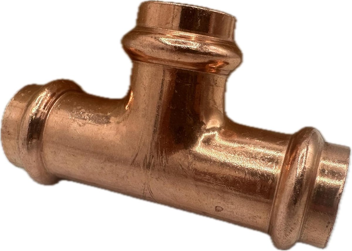 T-stuk koperen pijpfitting T-vorm 3-weg soldeeraansluiting sanitair connector (Ø16, partij1)