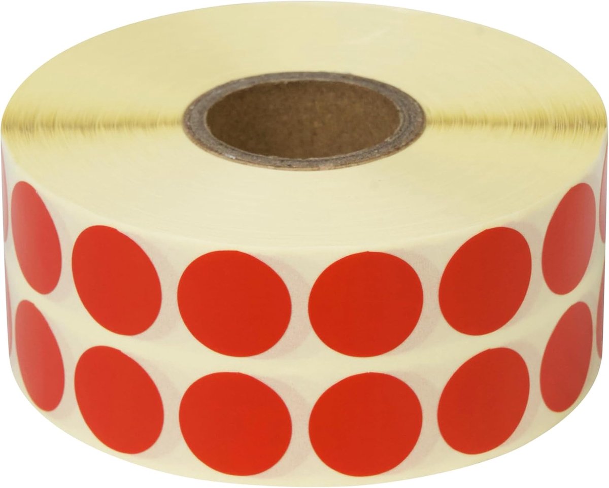 Set van 4000 gekleurde zelfklevende plakkers in rol, 15 x 15 cm, rood